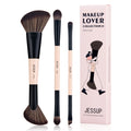 Double-Sided Makeup Brush Set - 3/5/7 Pieces for Foundation, Eyeshadow, and Powder Blending - Cruelty-Free Peach Dust T600