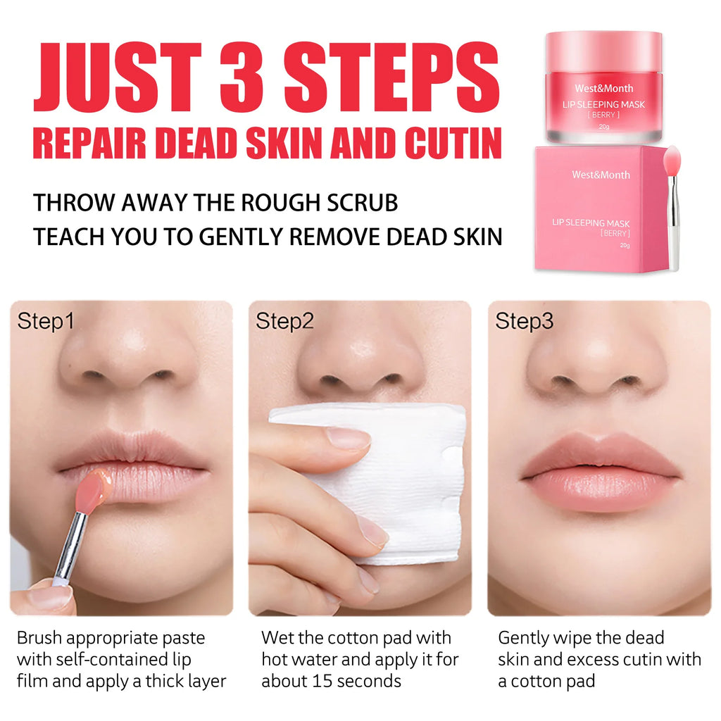 Berry Lip Sleeping Mask - 20G Moisturizing Balm for Nighttime Care, Reduces Lip Lines, Nourishing Formula, Korean Skincare