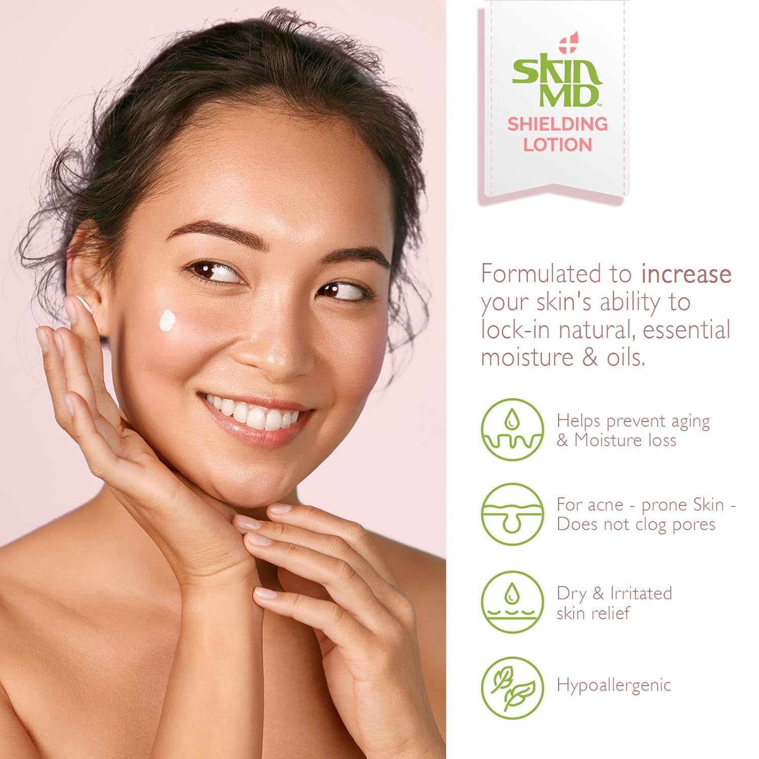 Skin MD Shielding Lotion - Hydrating Body Lotion for Sensitive Skin with Dispenser | Non-Greasy, Fast-Absorbing Moisturizer with Plant-Based Ingredients for Eczema & Psoriasis Relief - 8 oz Pump