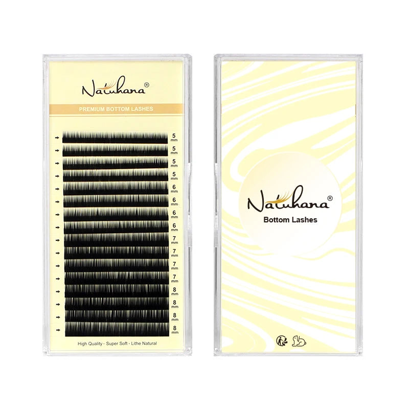 Individual Natural Soft Bottom Eyelash Extensions - J Curl 5-8 Mix Synthetic Mink Lower Lashes for Makeup Application