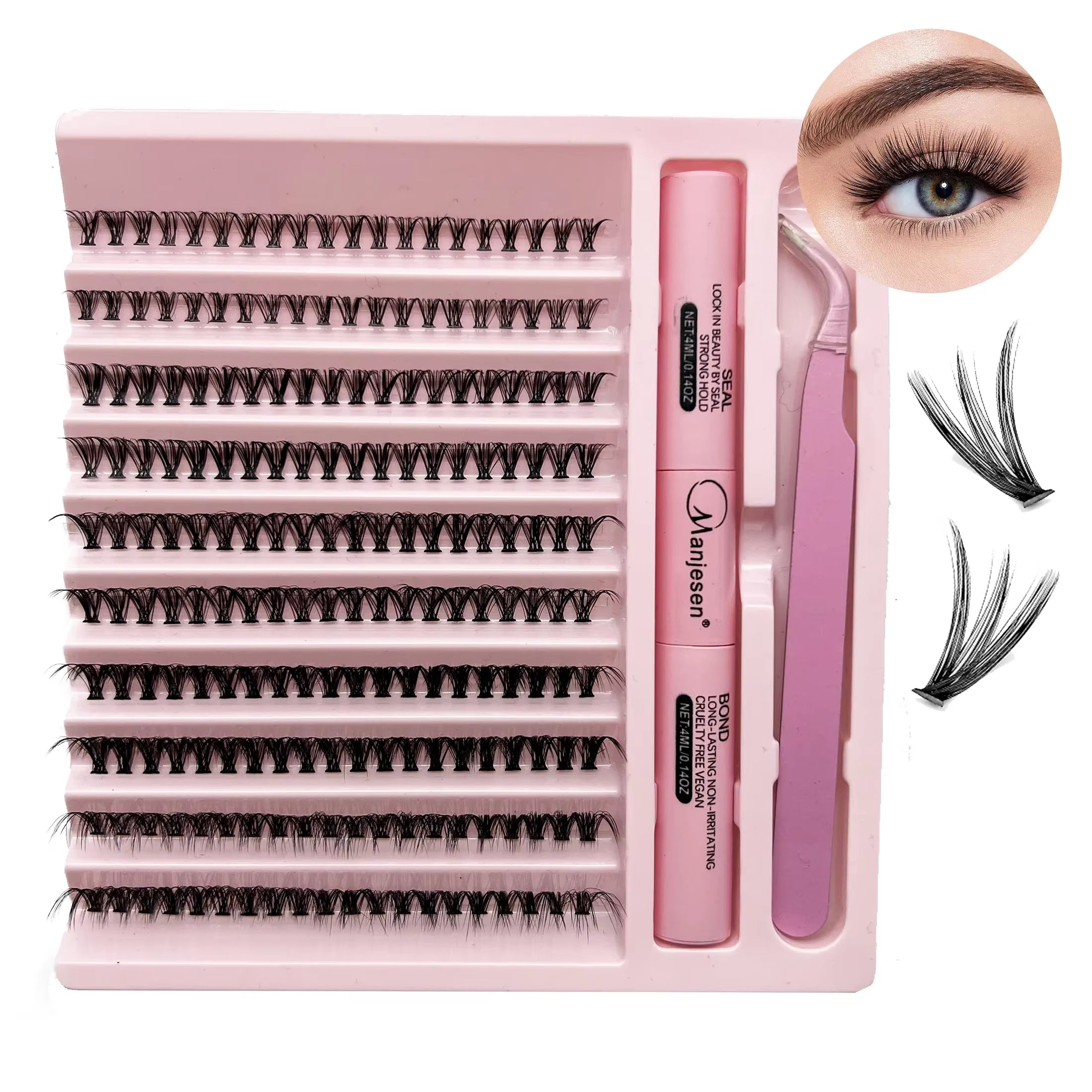 Professional DIY Eyelash Extension Kit - 200 PCS Cluster Lashes with Bonding and Sealing Tools for Optimal Application