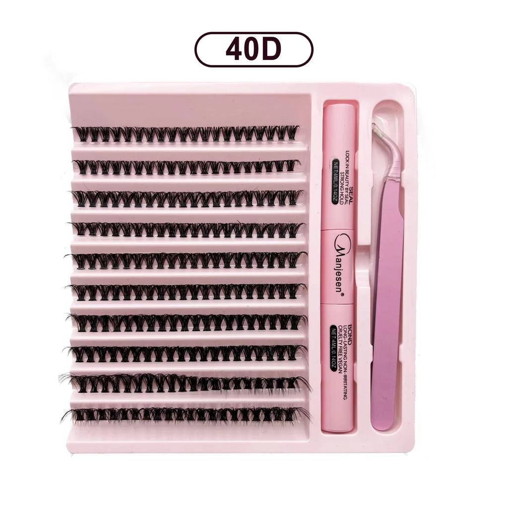Professional DIY Eyelash Extension Kit - 200 PCS Cluster Lashes with Bonding and Sealing Tools for Optimal Application