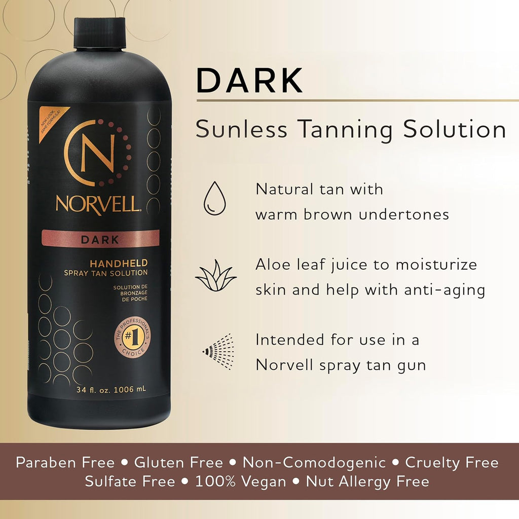 Premium Dark Spray Tan Solution - 34 Fl Oz Professional Formula for Deep, Natural Bronze Finish, Streak-Free, Fast-Drying, and Long-Lasting Results