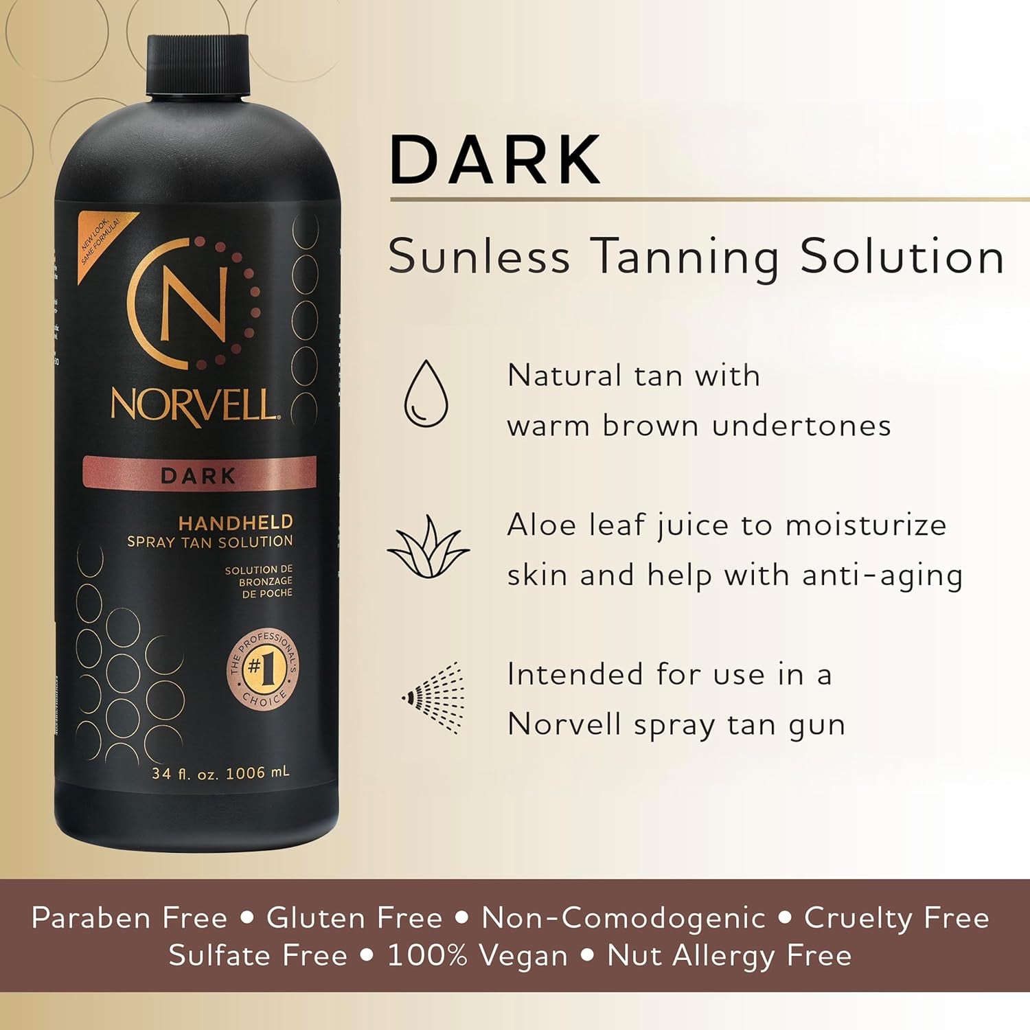 Premium Dark Spray Tan Solution - 34 Fl Oz Professional Formula for Deep, Natural Bronze Finish, Streak-Free, Fast-Drying, and Long-Lasting Results