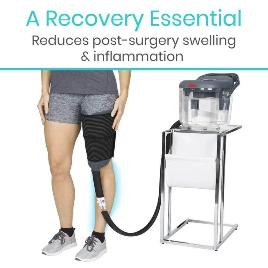 Ice Machine for Knee & Shoulder Post-Surgery – Cold Therapy for Knee & Hip Replacement – Large Cryotherapy Pad with Quiet Pump – Flexible Cuff for Ankle, Back, Leg, Cervical, ACL