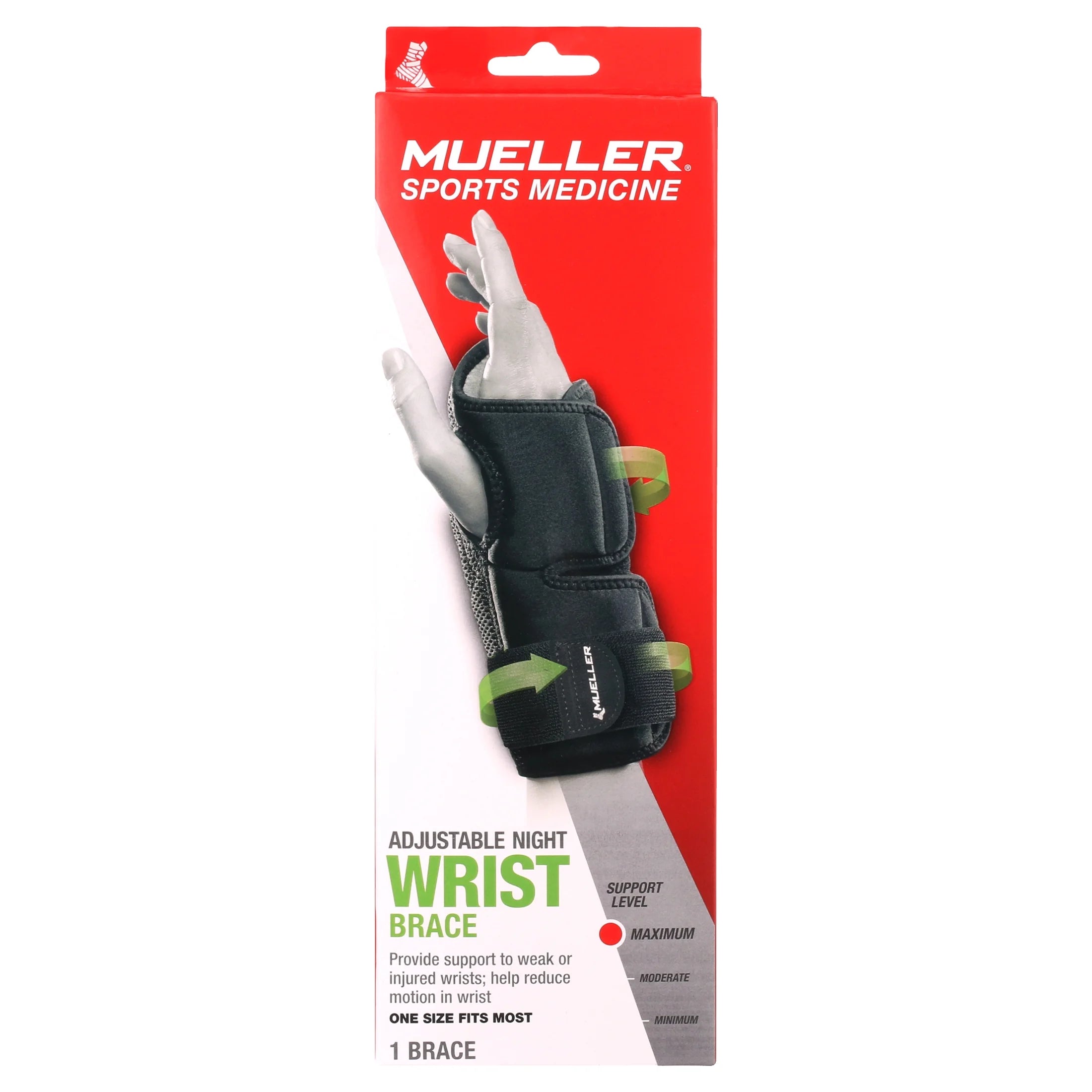 Night Support Wrist Brace, Unisex, Black, One Size Fits Most