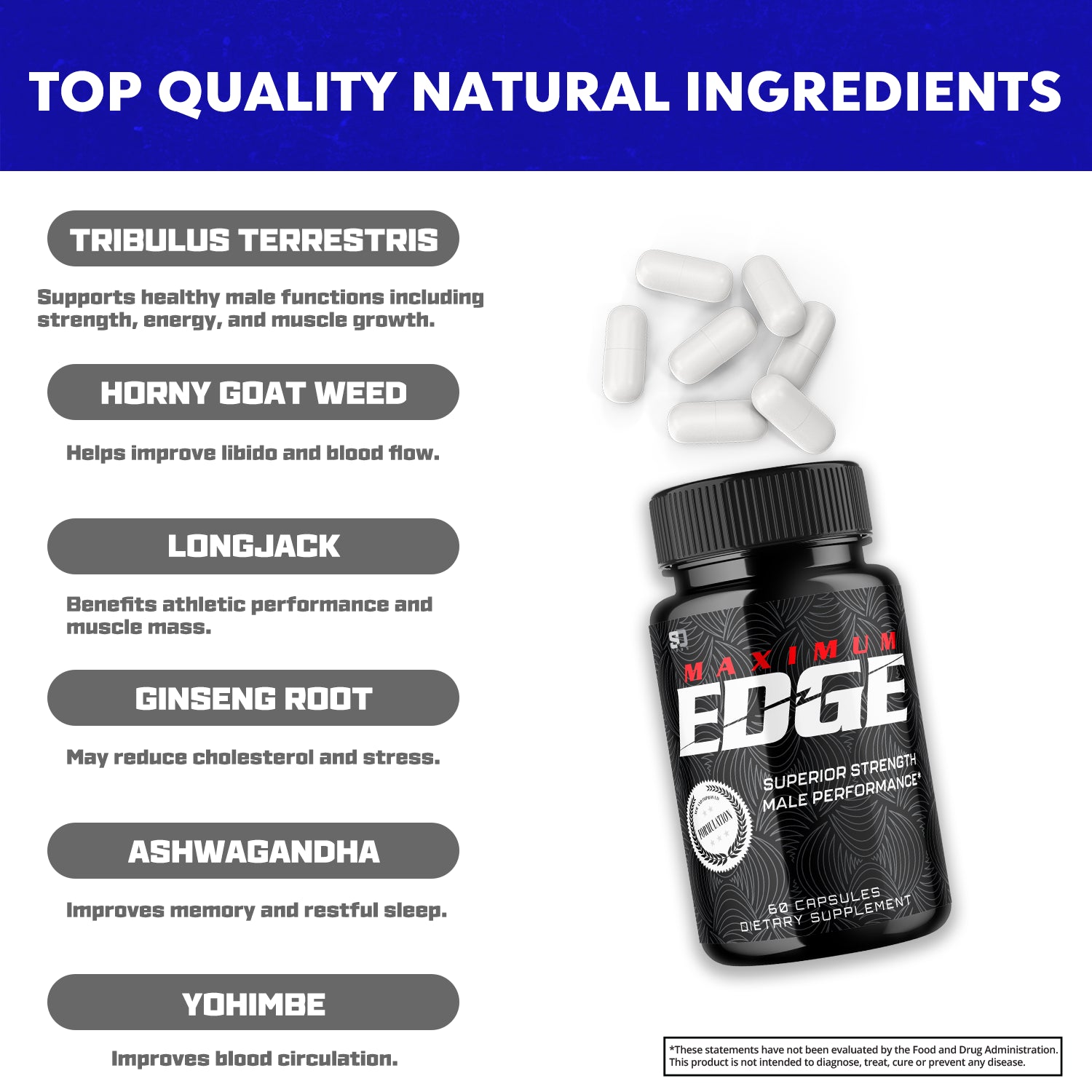 Maximum Edge Male Pills- Overall Wellness and Strength (5 Pack)