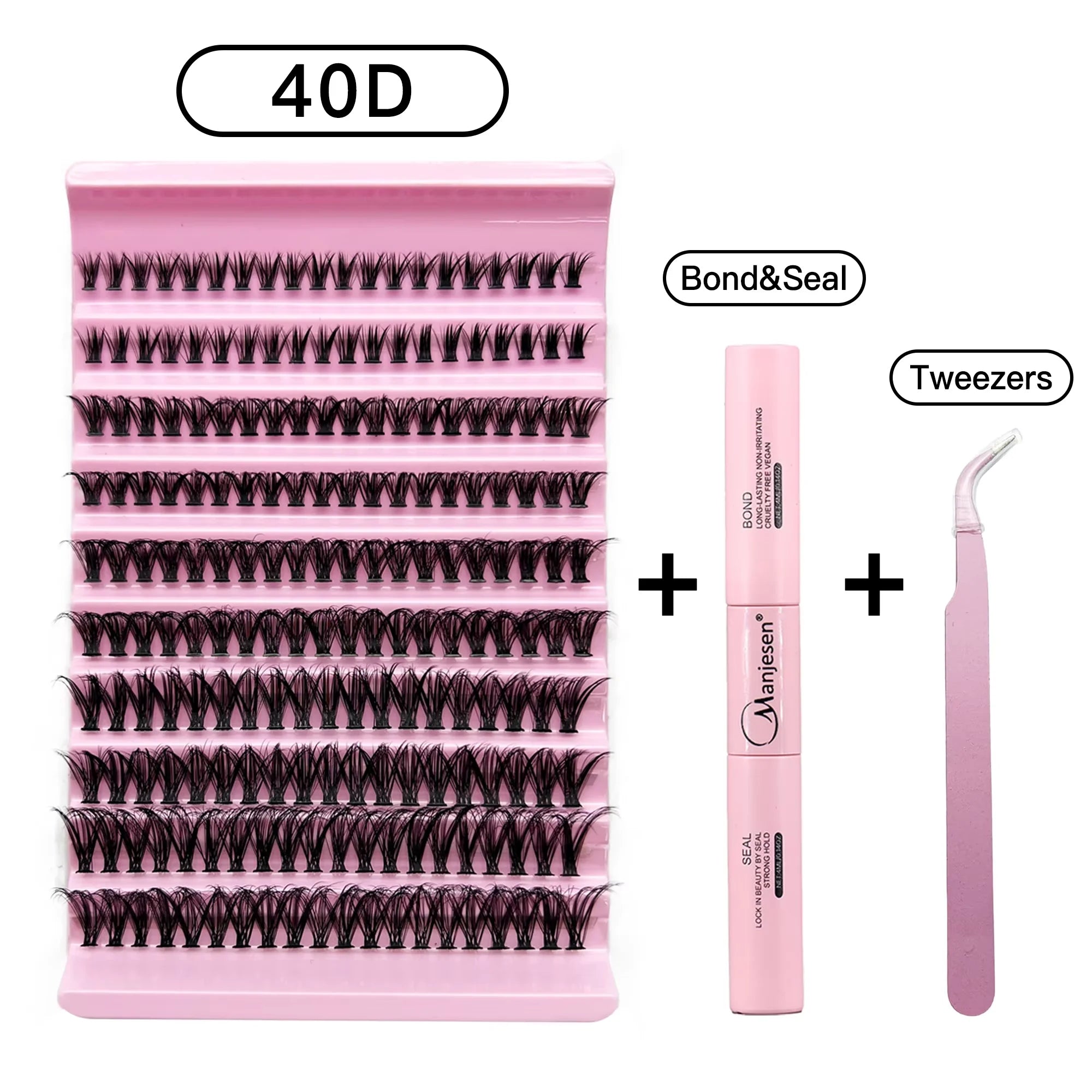 Professional DIY Lash Extension Kit: Thick, Fluffy Individual Lashes with Adhesive Bond, Sealant, Glue Remover, and Applicator