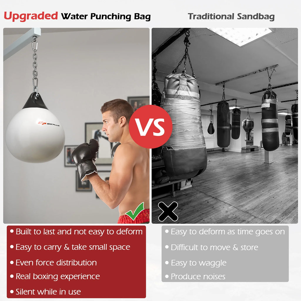 Goplus 18-Inch Heavy Water-Filled Aqua Training Boxing Bag - 110 lbs for Home Gym - White