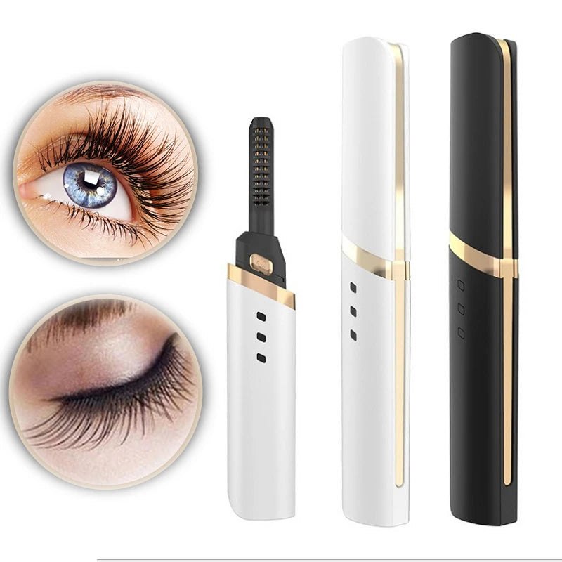 1081 Wholesale Private Label Rose Gold Mini Electric Makeup Set with 3D Magnetic Heated Eyelash Curler