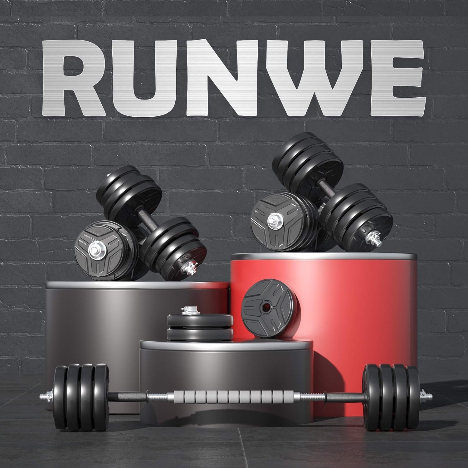 Adjustable 60 lb Dumbbell and Barbell Set for Home Gym Strength Training and Fitness Workouts