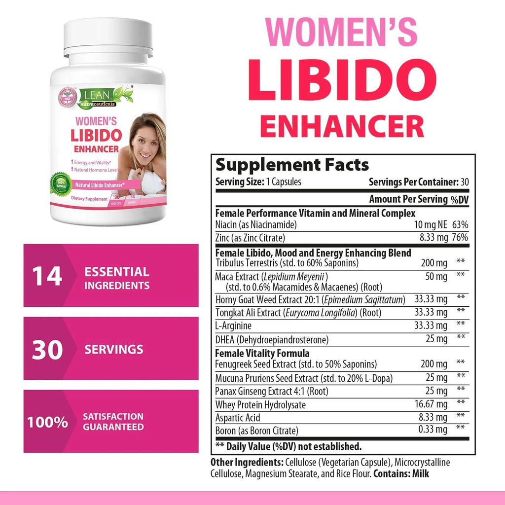 Libido Booster for Women Maca Root Fenugreek Tongkat Ali Horny Goat Weed Female Energy Enhancer Hormone Harmony Balance Mood Support Menopause Panax Ginseng DHEA Boron Supplement Pills 30 Capsules