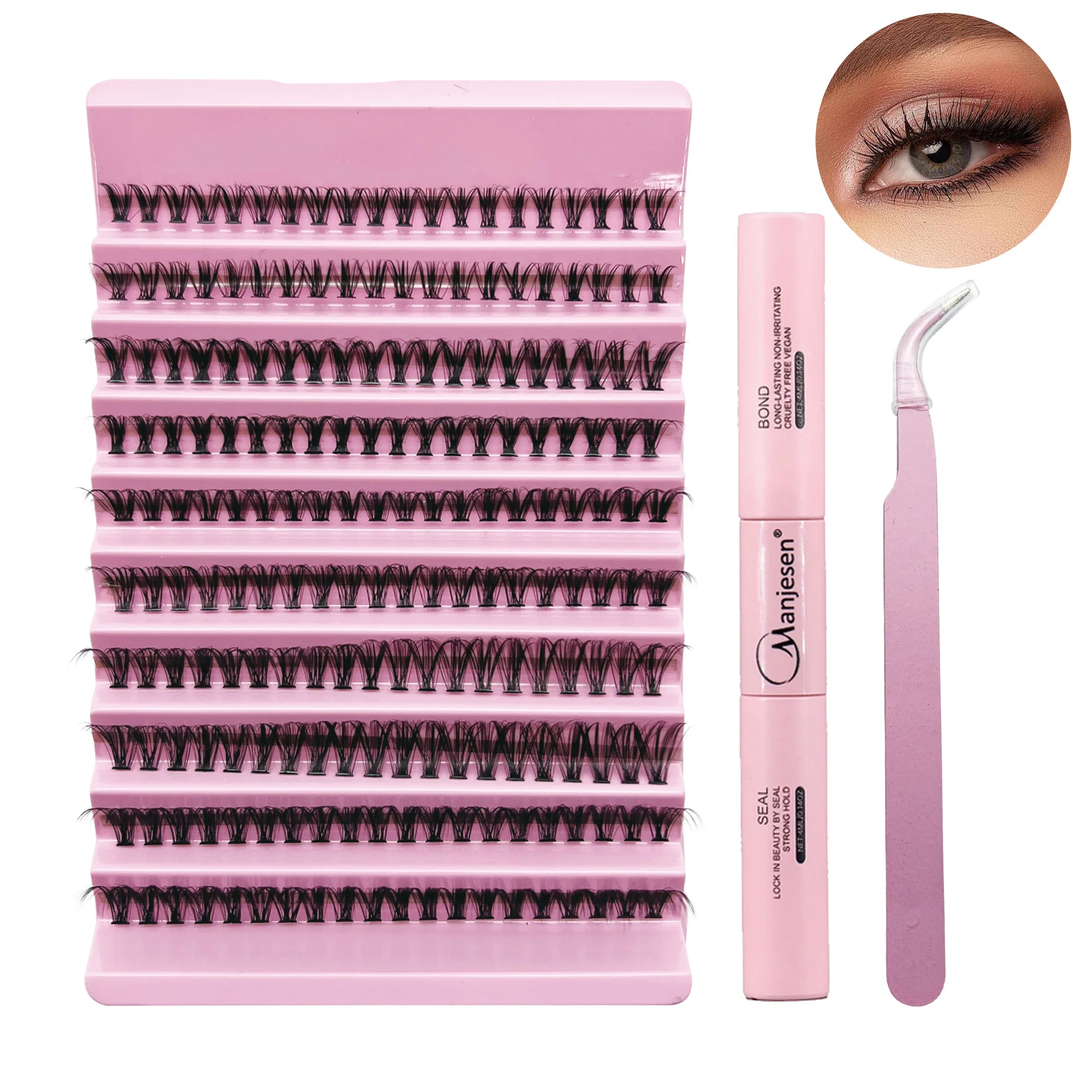 Professional DIY Lash Extension Kit: Thick, Fluffy Individual Lashes with Adhesive Bond, Sealant, Glue Remover, and Applicator