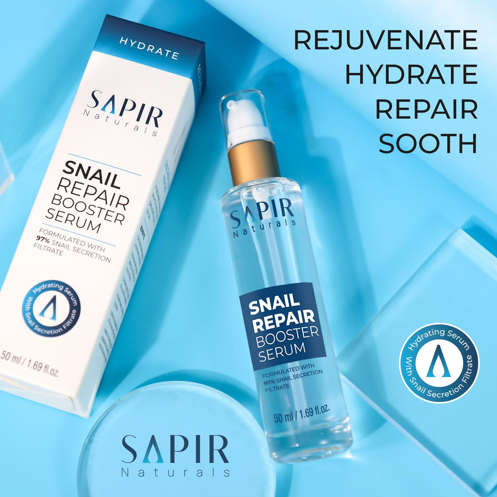 Snail Mucin Repair Booster 50 ml - 97% Snail Secretion Filtrate with Hyaluronic Acid - Advanced Anti-Aging Facial Skin Care for Women