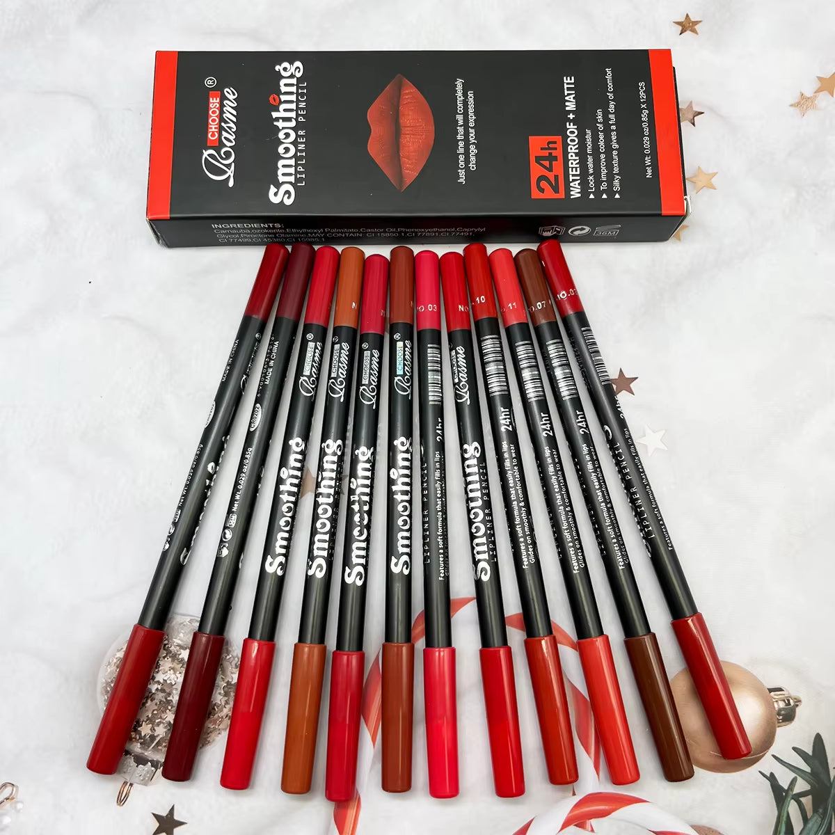 12-Piece Long-Lasting Lipstick Collection with Professional Lip Liner Pencil and Matte Lip Gloss - Ideal for Valentine's Day Gifts for Women