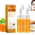 Turmeric Foaming Facial Cleanser Set - Deep Cleansing and Brightening Face Wash with Brush (100ml)