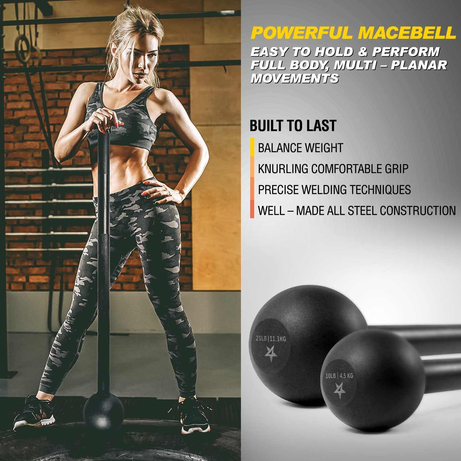 Steel Mace Bell for Enhanced Strength Training - Versatile Full Body Workouts for Muscles, Shoulders, Grips, and Forearms - Available in 5 to 30 LB Options for All Fitness Levels