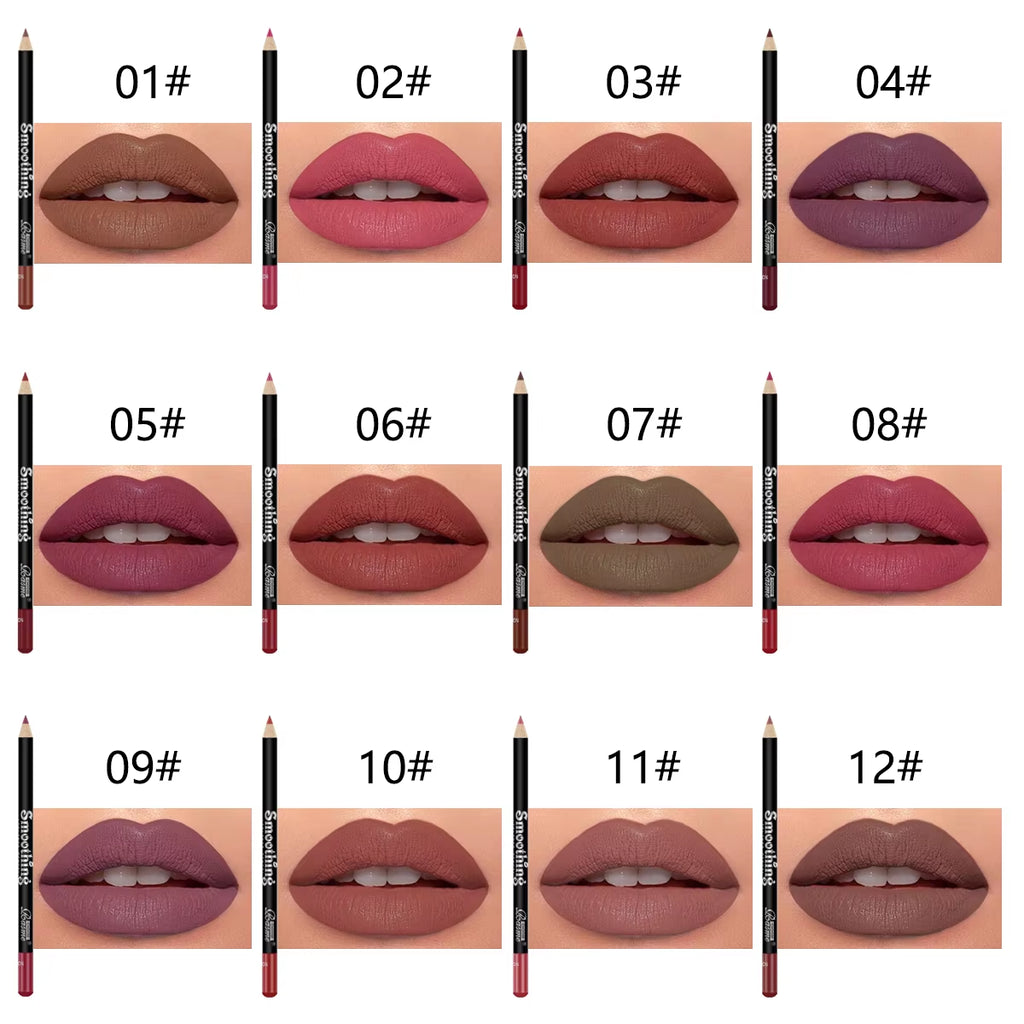 12-Piece Long-Lasting Lipstick Collection with Professional Lip Liner Pencil and Matte Lip Gloss - Ideal for Valentine's Day Gifts for Women