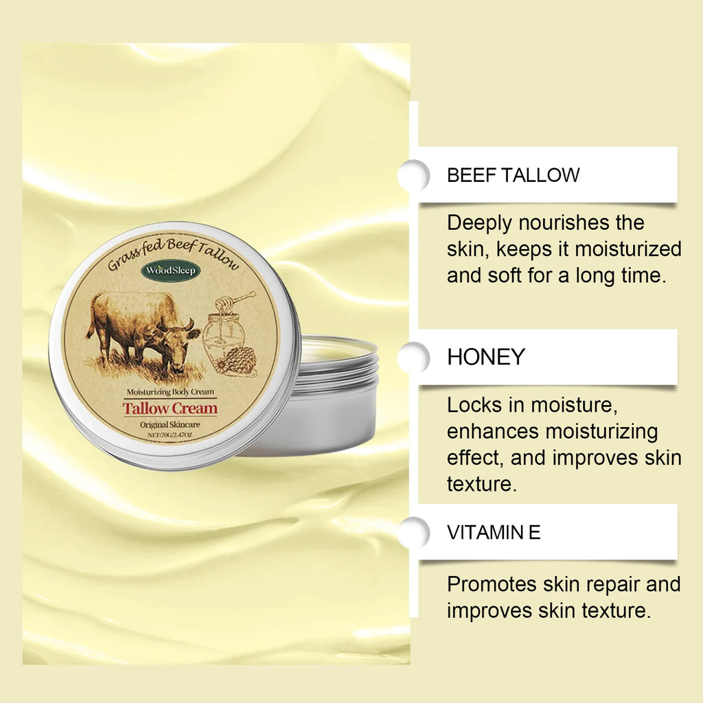 Beef Tallow Moisturizing Face Cream and Body Lotion for Facial Redness Repair, Soothing, Brightening, and Nourishing Skin Care