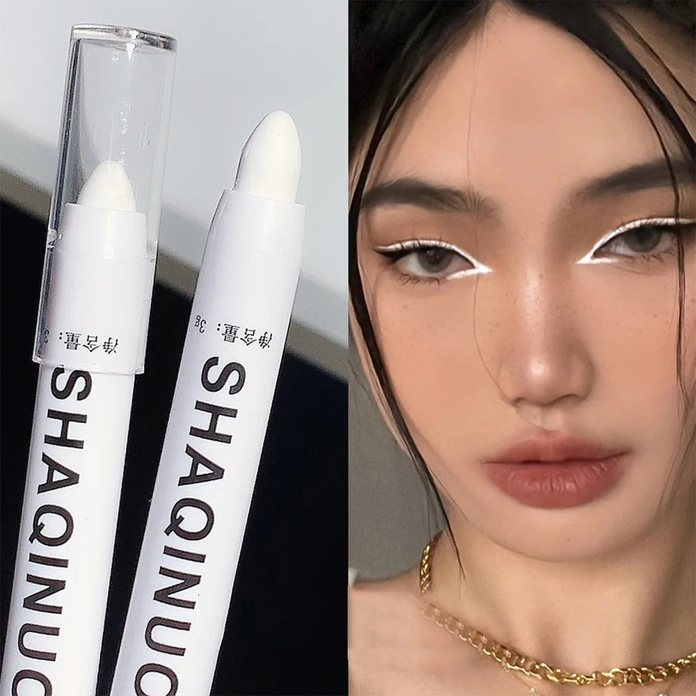 Matte Eyeshadow Stick with White Eyeliner and Shimmer Silver Highlighter Pen