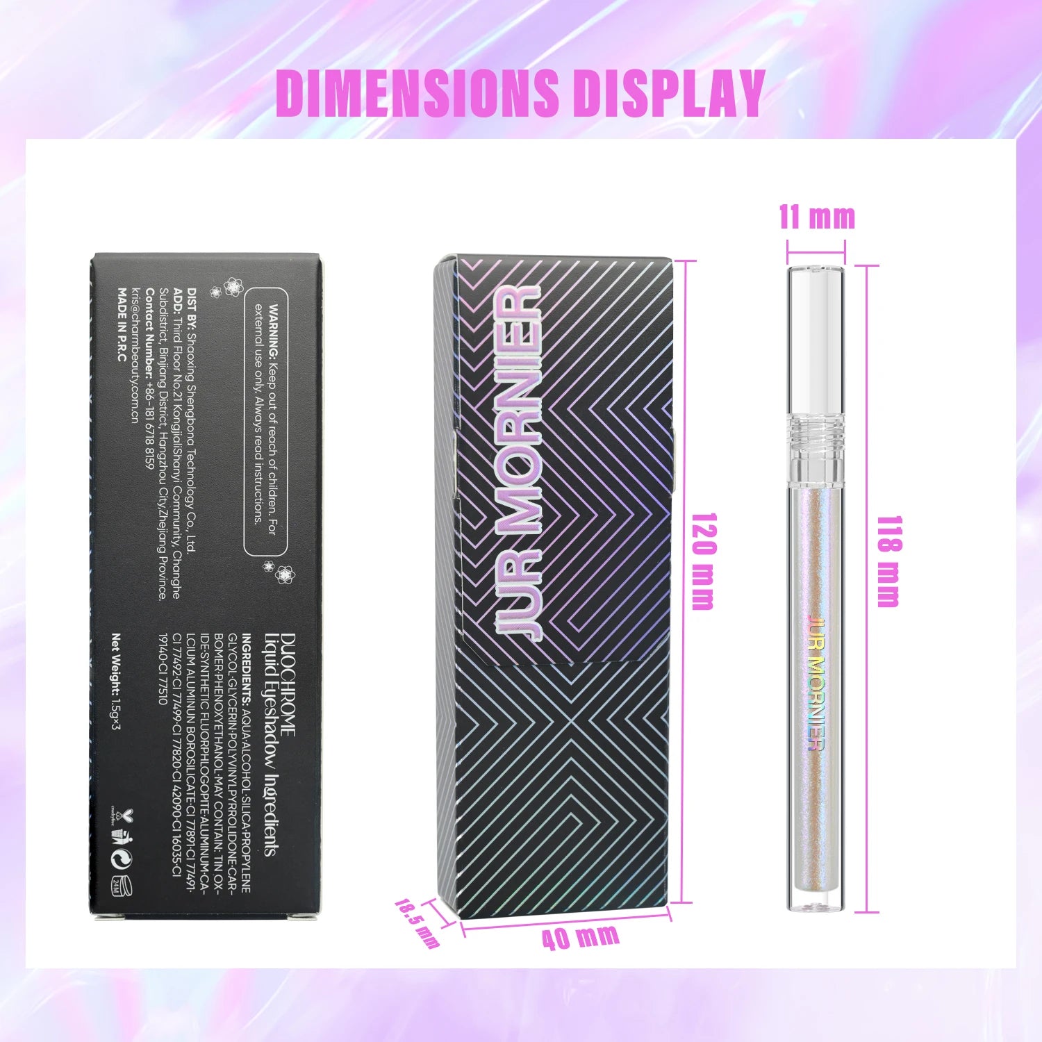 JUR MORNIER 3-Piece Duochrome Liquid Eyeshadow Set - High Pigment, Waterproof, Multi-Use Eyeliner, Highlighter, and Eye Shadow Glitter