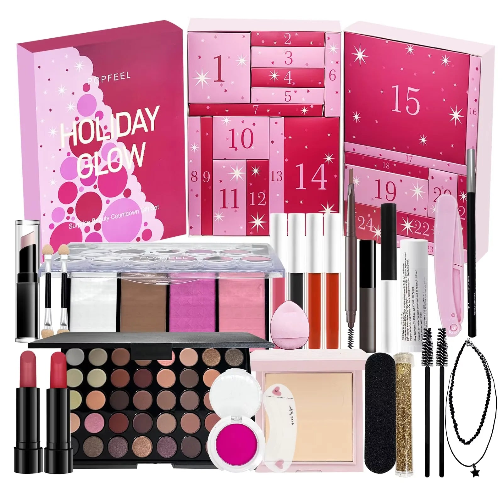 2025 Christmas Countdown Calendar Gift Box - 24-Piece Makeup Set Advent Calendar for Beauty Surprises