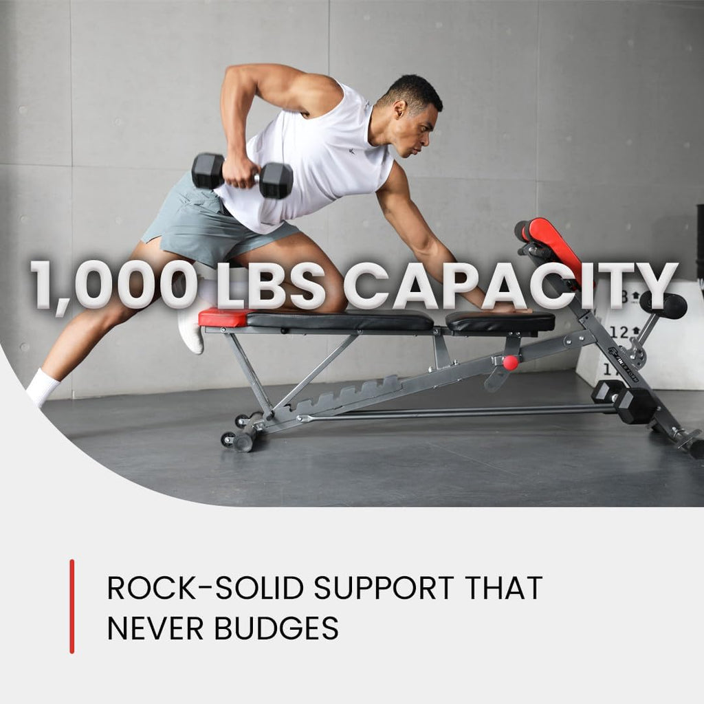 Comprehensive FID Weight Bench for Full-Body Workouts – Hyper Back Extension, Roman Chair, Adjustable Ab Sit-Up, Incline/Decline, and Flat Bench Functions