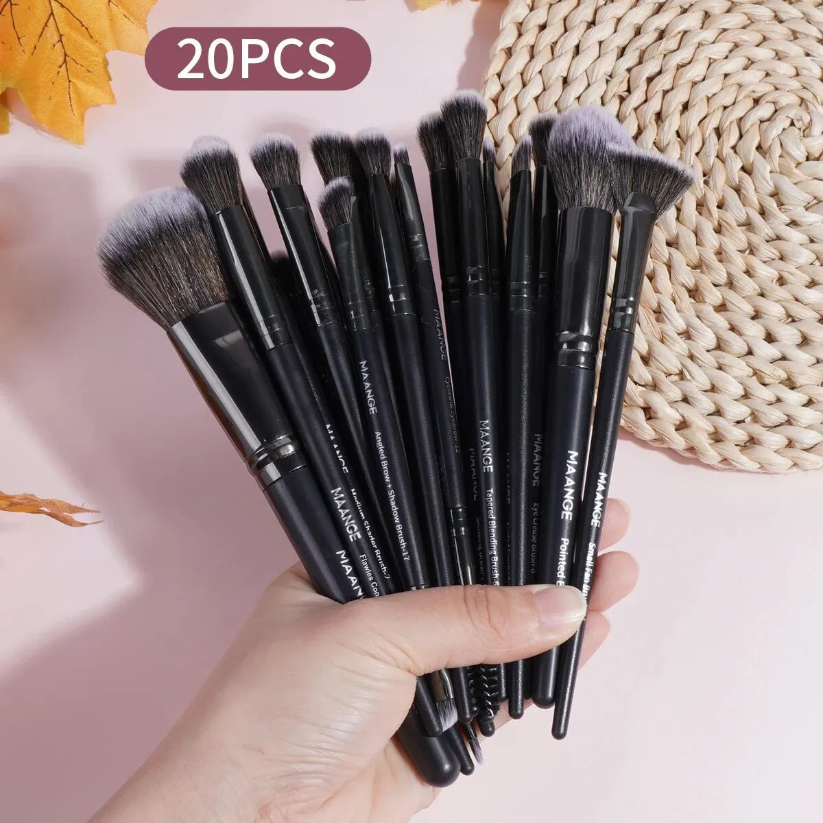 20-Piece Professional Makeup Brush Set for Foundation, Concealer, Eyeshadow, and Blush with Portable Storage Case