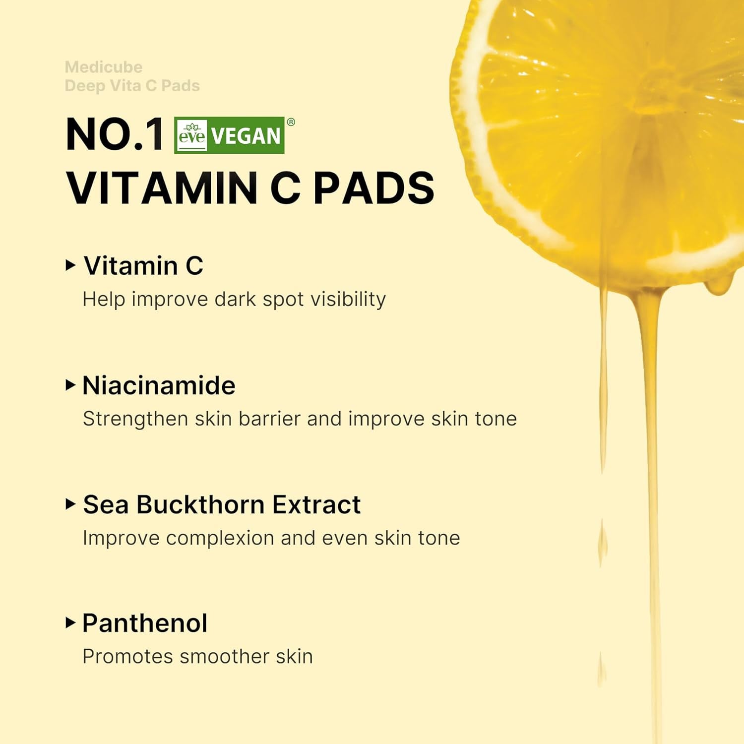 Deep Vita C Facial Toner Pads for Uneven Skin Tone and Texture | Hydrating and Resurfacing Formula with Vitamin Water and Three Types of Vitamins | Korean Skincare, 70 Pads (1 Pack)