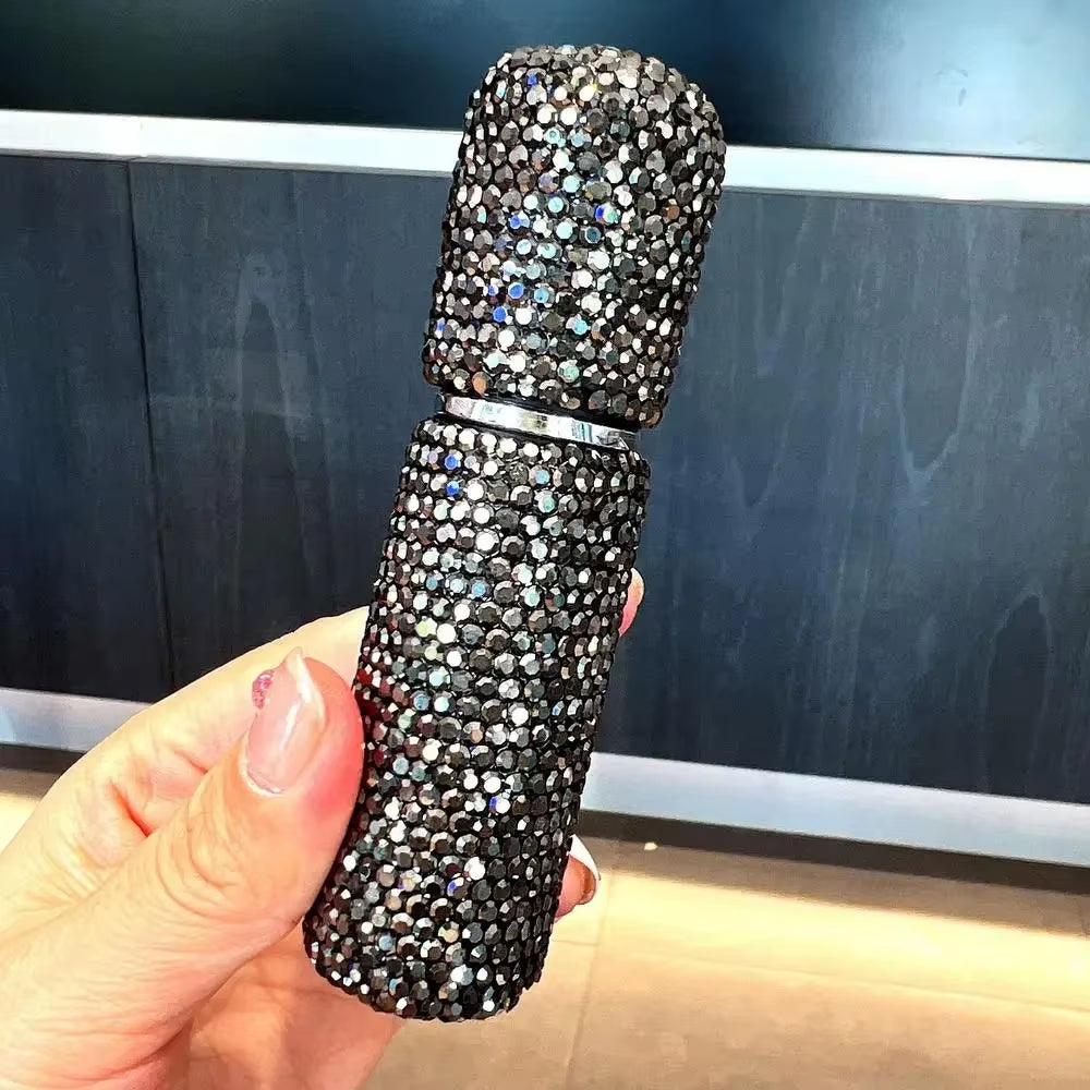 Diamond-Encrusted 10ml Glass Perfume Spray Bottle - Refillable Mini Cosmetic Vial