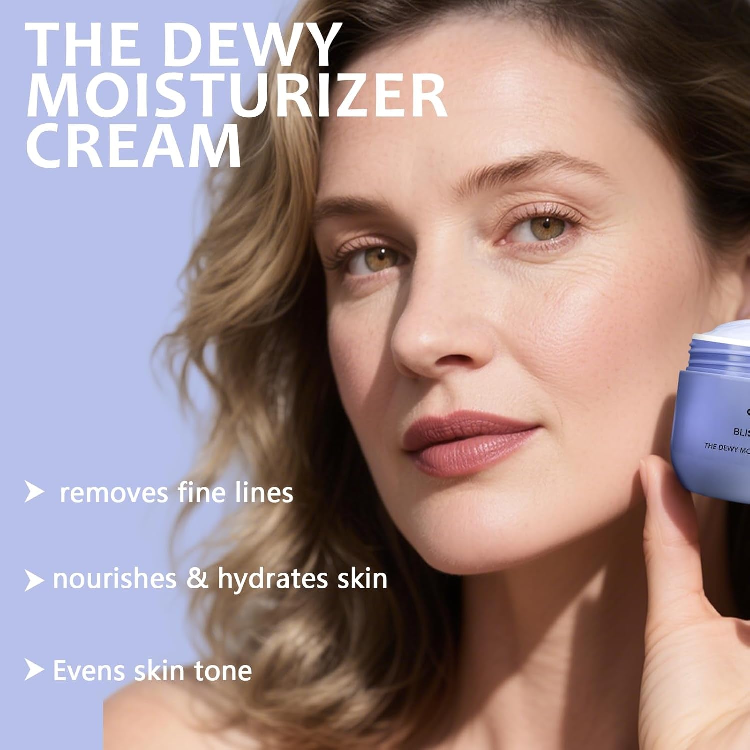 Dewy Skin Hydrating Face Cream with Hyaluronic Acid - Lightweight Moisturizer for Dry and Sensitive Skin - Ideal Makeup Primer for a Radiant Finish - 1.7 Oz