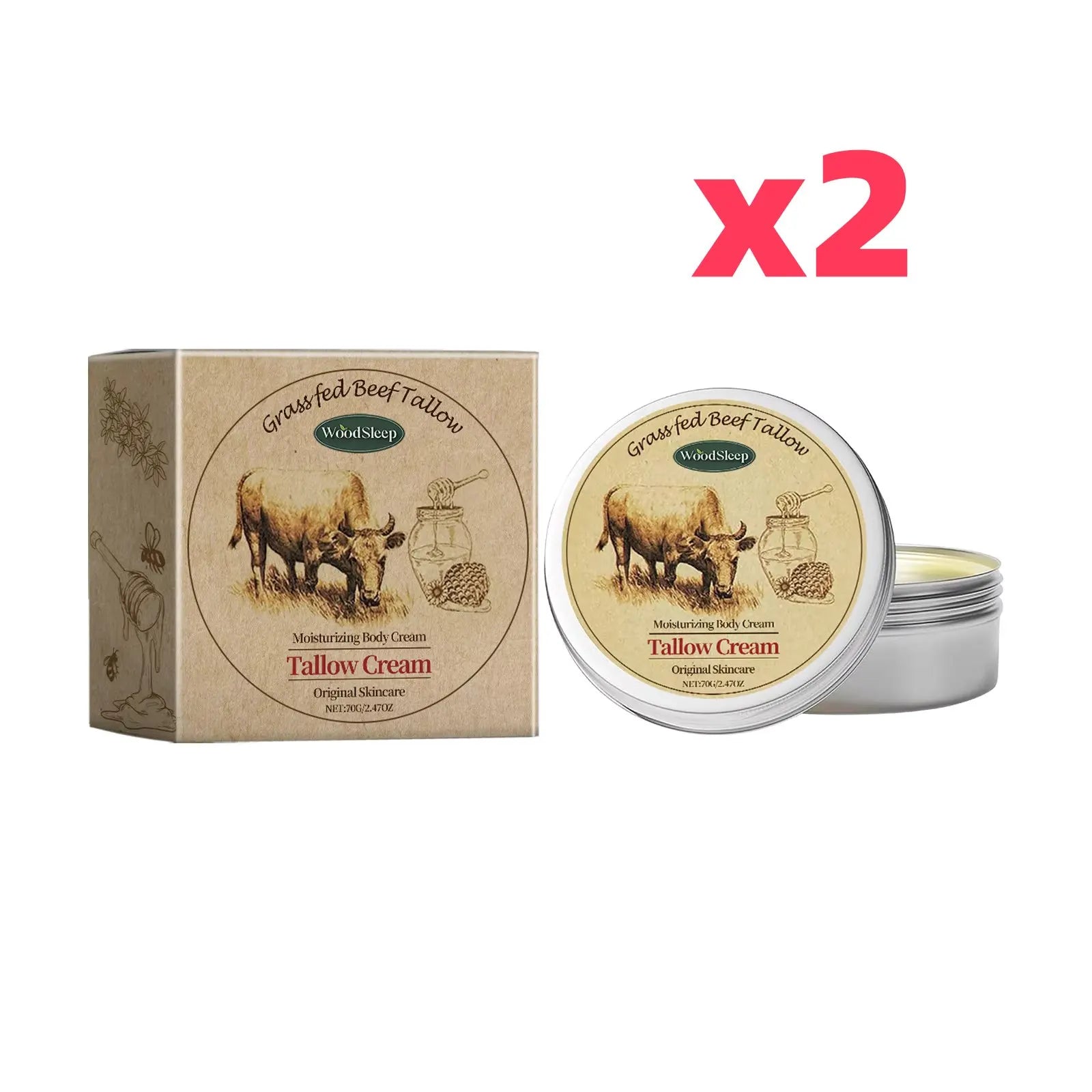 Beef Tallow Moisturizing Face Cream and Body Lotion for Facial Redness Repair, Soothing, Brightening, and Nourishing Skin Care