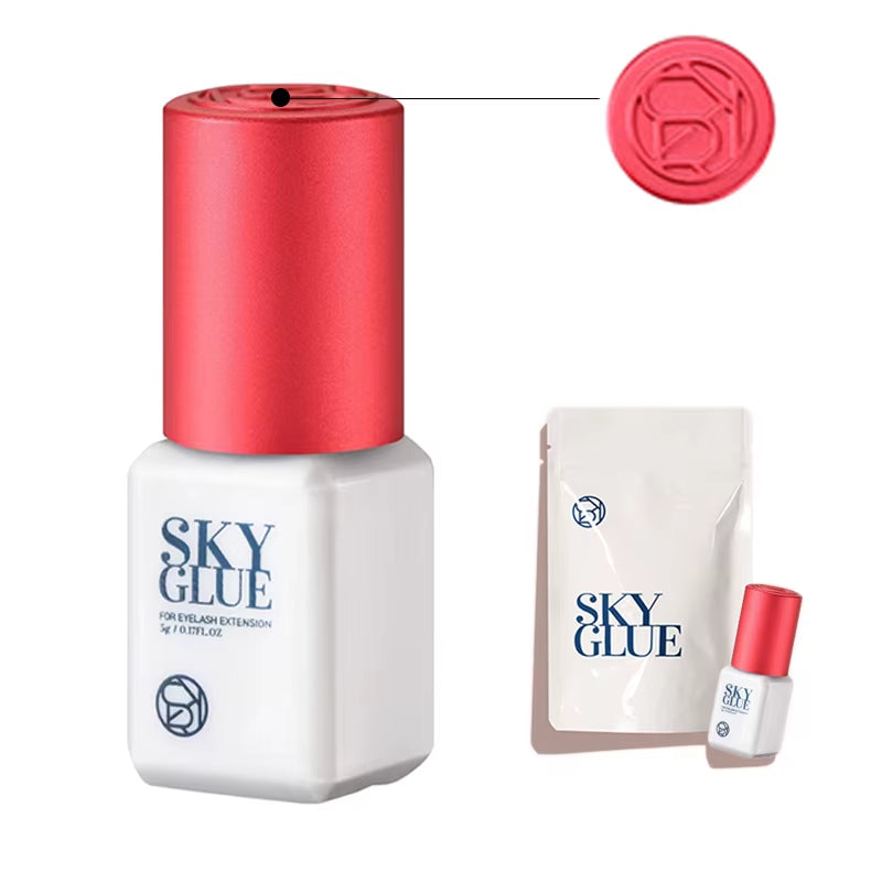 SKY S+ Glue for Fake Eyelash Extensions - Original Korean Formula, 5ml, Red Cap - Professional Adhesive for Beauty and Makeup Applications
