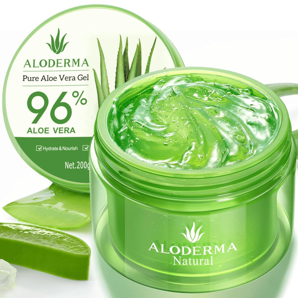 Aloe Vera Gel - 96% Pure Organic Formula, Harvested Within 12 Hours for Skin, Scalp, and Hair Hydration, Soothing Moisturizer, 7.05 Oz