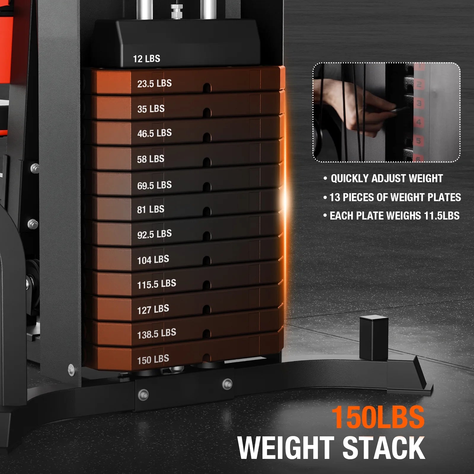 Home Gym Station with 150 lbs Weight Stack - Complete Full-Body Training Equipment