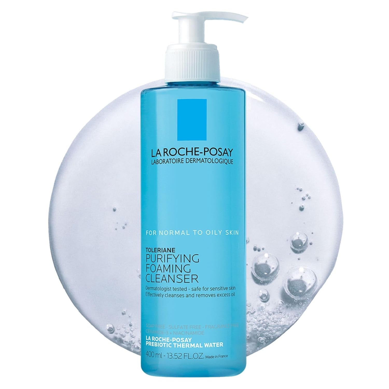 Toleriane Purifying Foaming Facial Cleanser - Oil-Free Face Wash for All Skin Types with Niacinamide and Ceramides, Gentle Pore Cleanser for Sensitive Skin, Soap-Free Formula