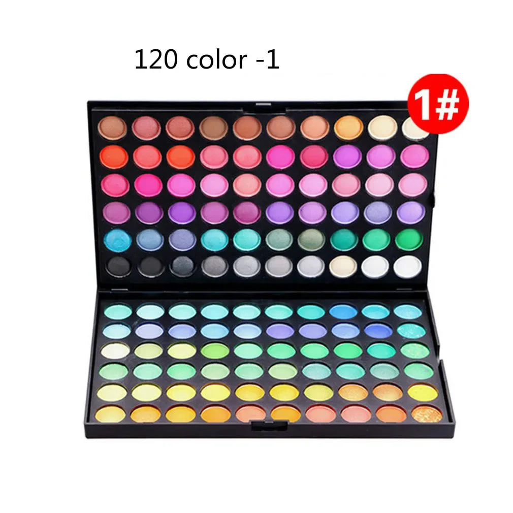 120-Color Waterproof Eye Makeup Set - Nude Eyeshadow Palette with Glitter and Matte Pigmented Pressed Powders