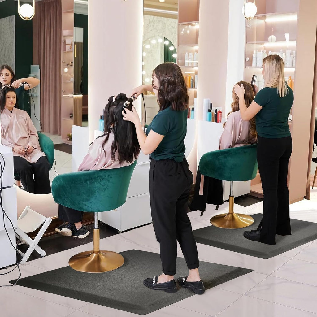 Salon Mats for Hairstylist Standing 35.8"X27.9" Barber Shop Salon Floor Chair Mat - Black Square Anti-Fatigue Salon Floor Mat -1/2" Thick Comfort Hair Cutting Hairdressing Equipment
