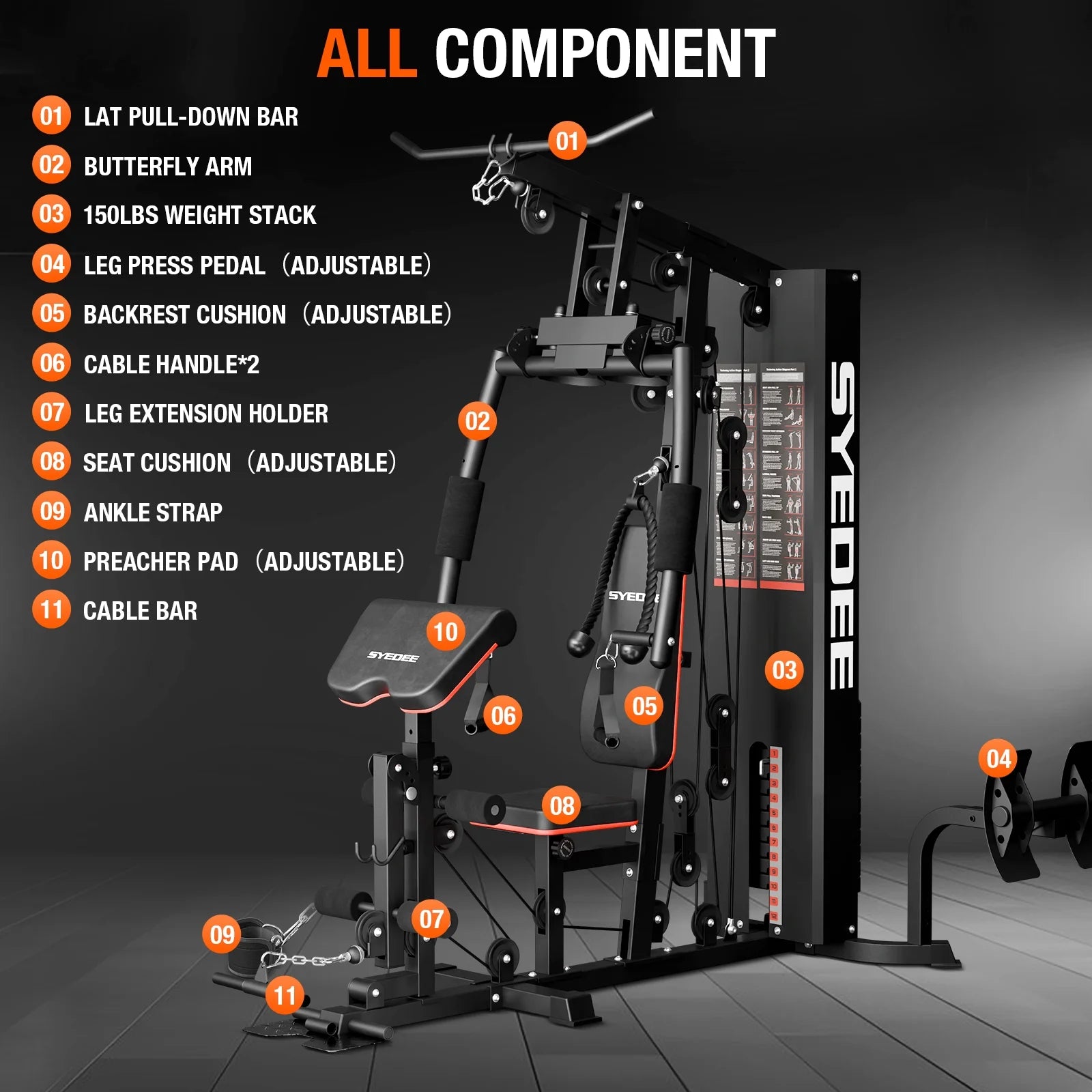 Home Gym Station with 150 lbs Weight Stack - Complete Full-Body Training Equipment