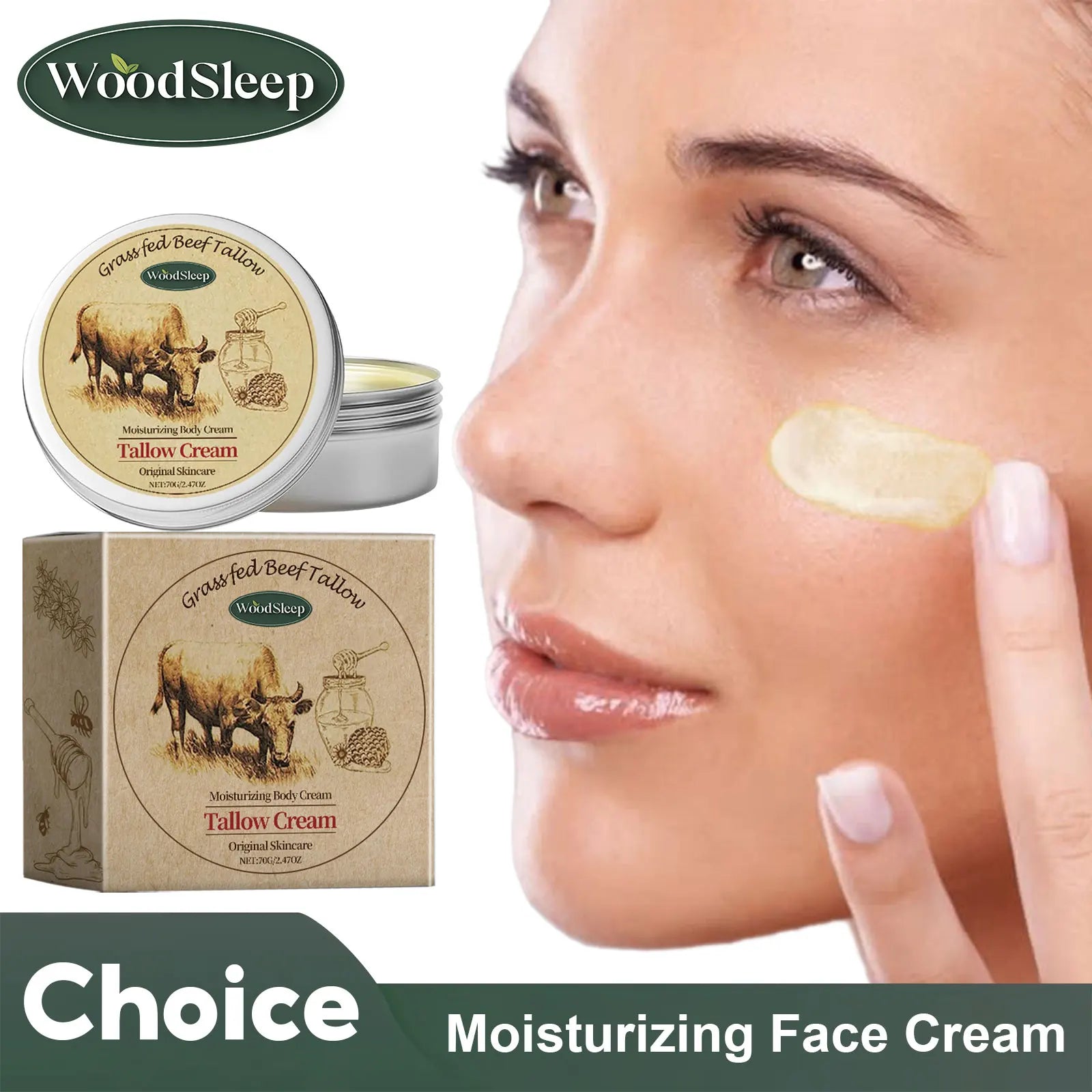 Beef Tallow Moisturizing Face Cream and Body Lotion for Facial Redness Repair, Soothing, Brightening, and Nourishing Skin Care