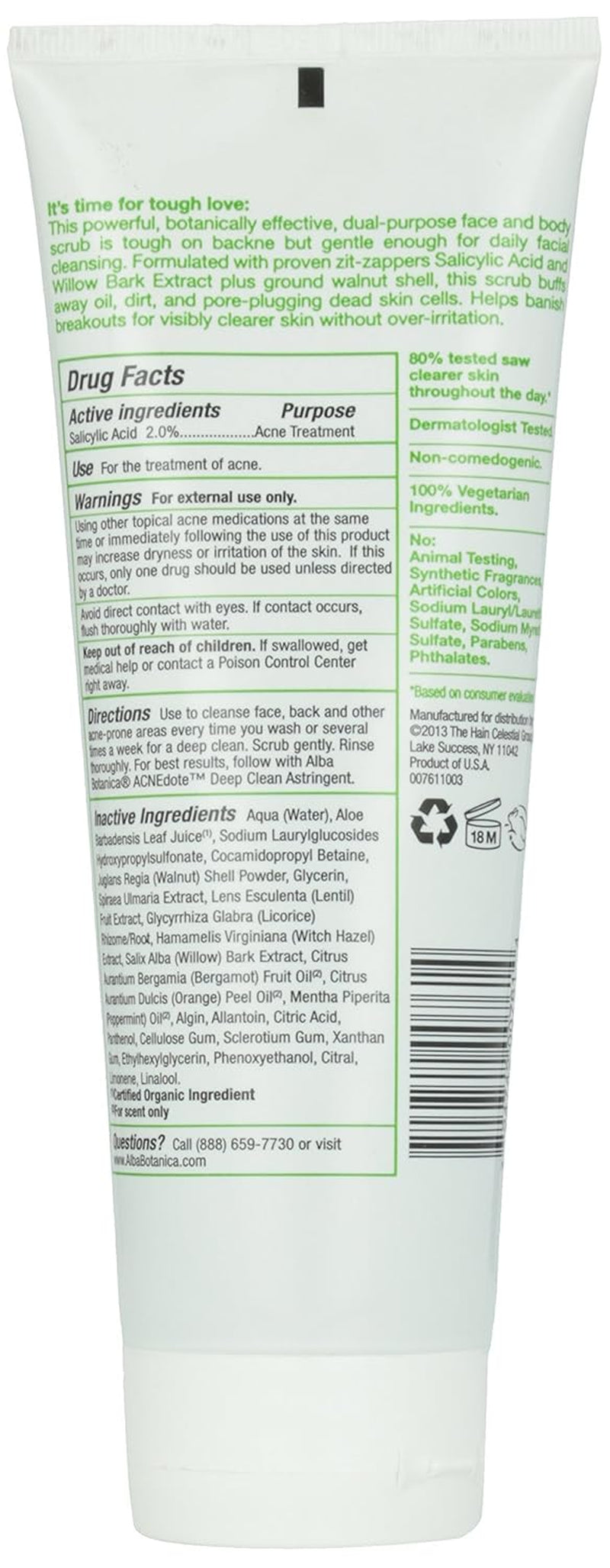 Acnedote Maximum Strength Acne Treatment Scrub for Face and Body, 8 Oz