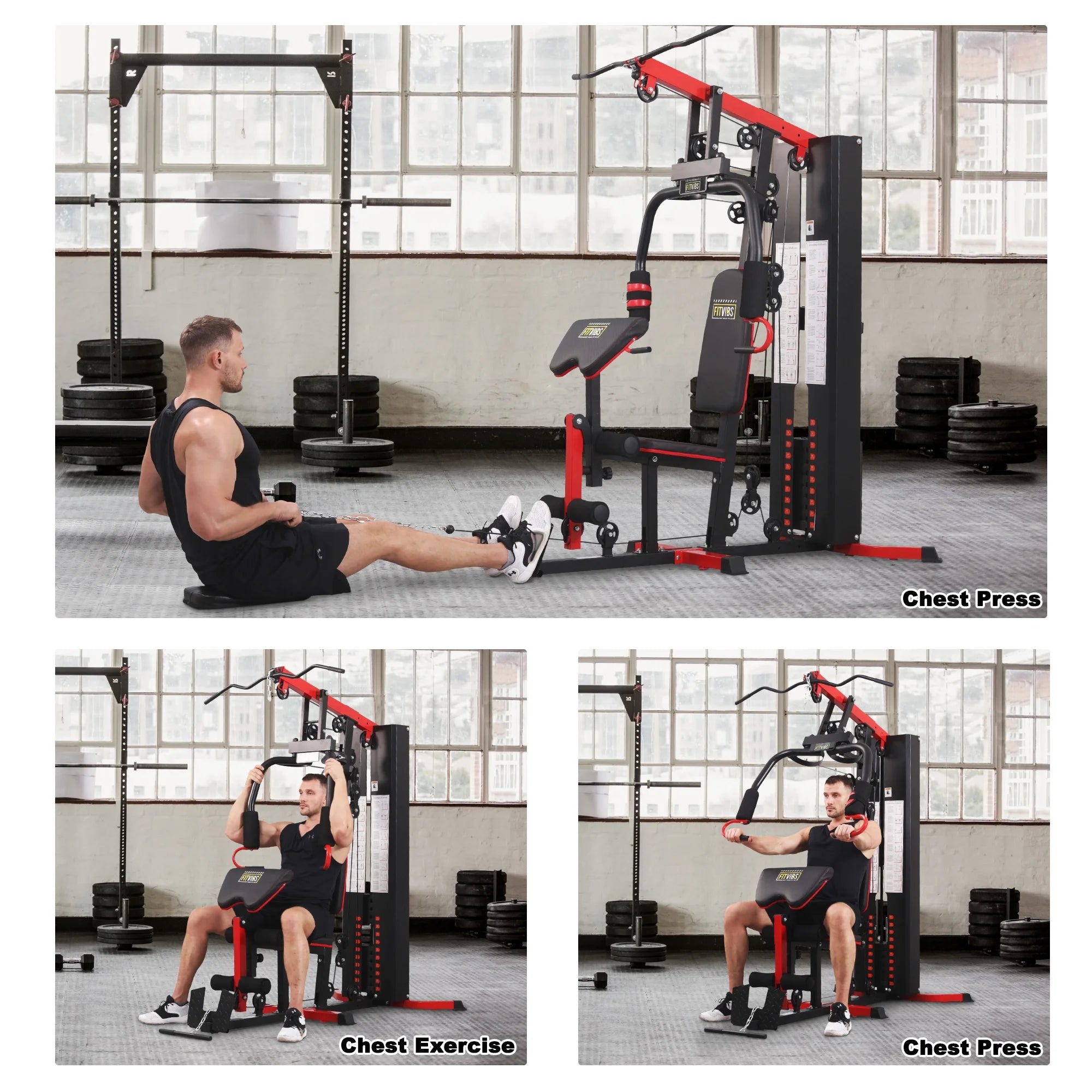 LX750 Multifunctional Home Gym System with 122.5 lbs Weight Stack and Installation Video, Shipped in Five Boxes