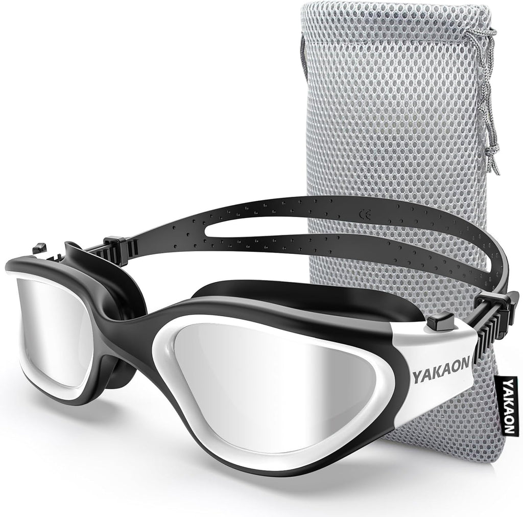 Premium Adult Swimming Goggles with UV Protection, Anti-Glare, Anti-Fog, Anti-Leak Design, and Silicone Strap - Clear/Polarized Lenses