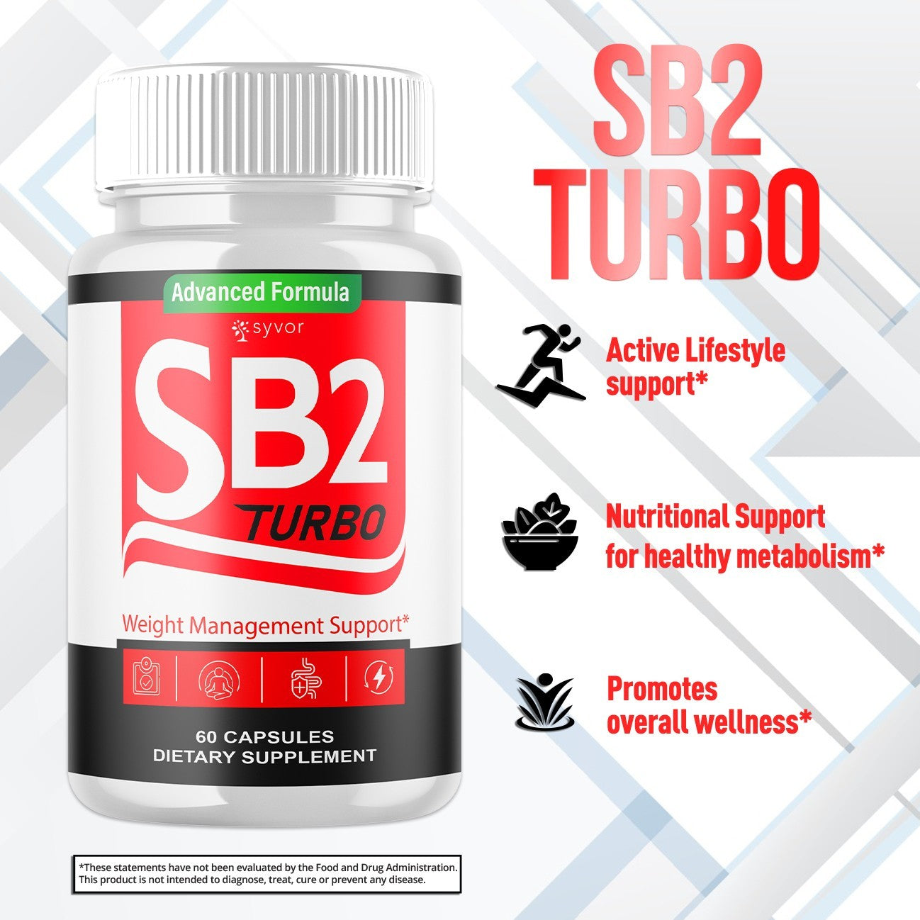 (2 Pack) SB2 Turbo Pills Advanced Energy & Fitness Supplement Sb2Turbo 120 Caps
