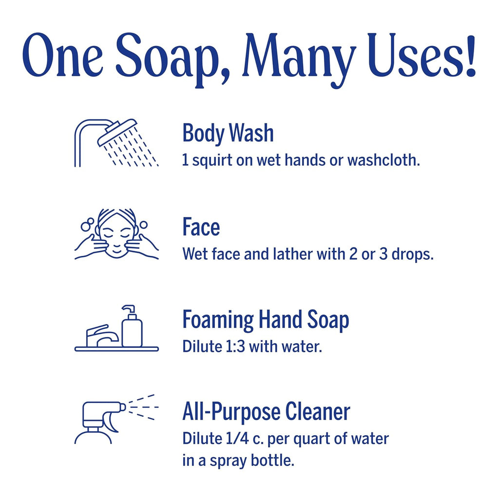 Magic Soap Pure Castile Liquid Soap - Citrus Scent (32 oz, 2-Pack) - Regenerative Organic Certified Oils, 18-in-1 Versatility for Body, Hair, Laundry, Pets, and Dishes, Concentrated Formula, Vegan, Non-GMO