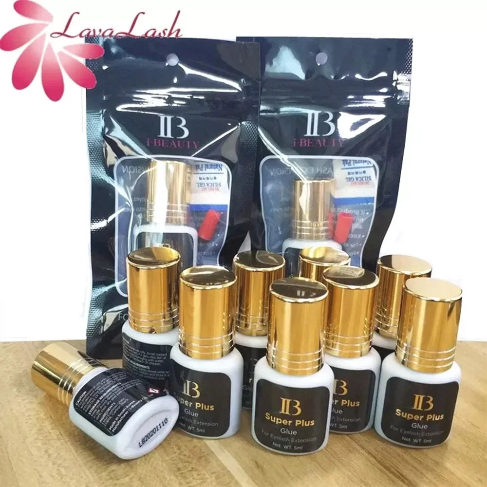 IB Super Plus Eyelash Extension Adhesive - Original Ibeauty Gold Cap Black Glue (5/10 Bottles)