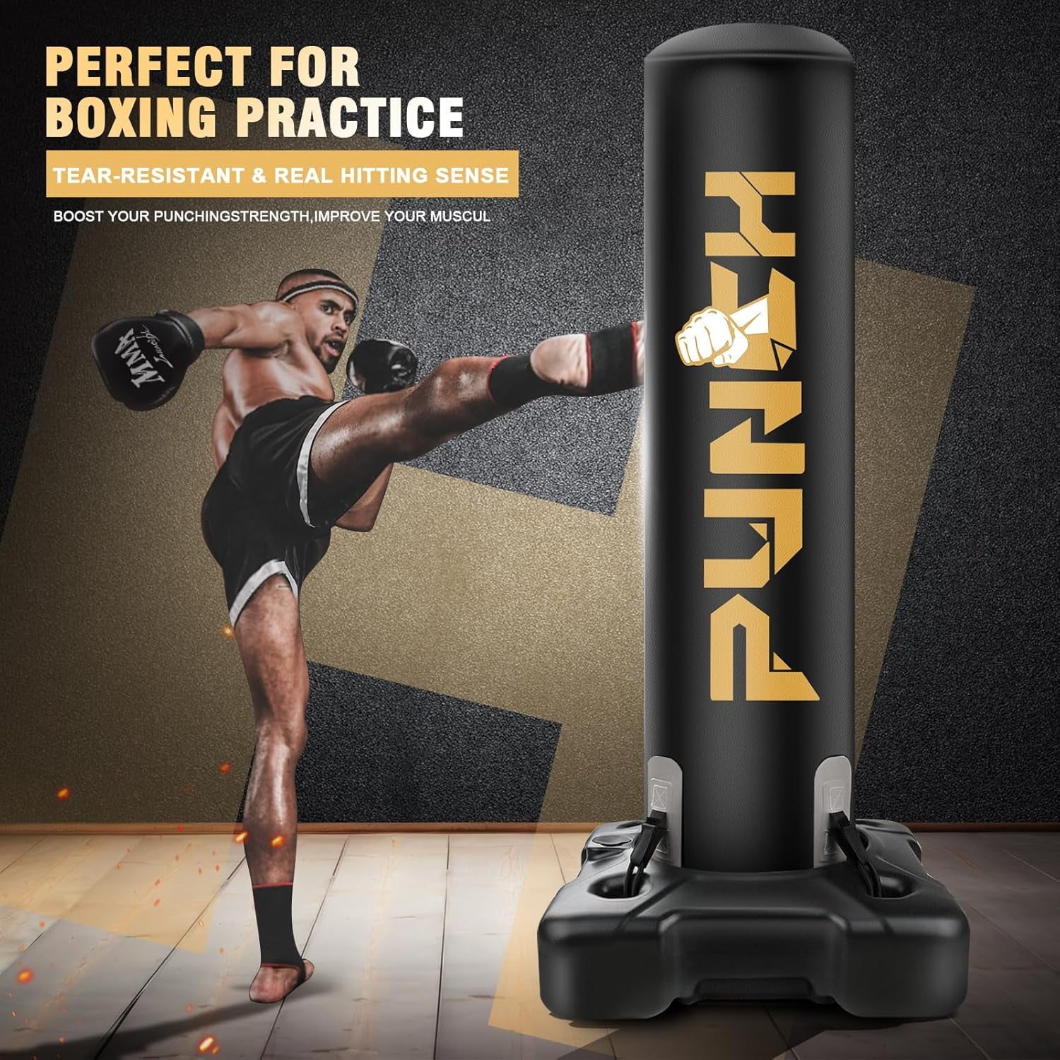 Freestanding Heavy Punching Bag with Stand for MMA and Kickboxing Training - Perfect for Home Gym Fitness for All Ages