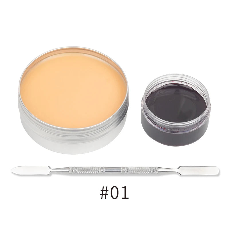 Professional SFX Makeup Kit - 12 Color Face and Body Paint, Oil-Based Special Effects for Halloween, Wound and Scar Wax, Fake Scab, Blood, and Spatula Included