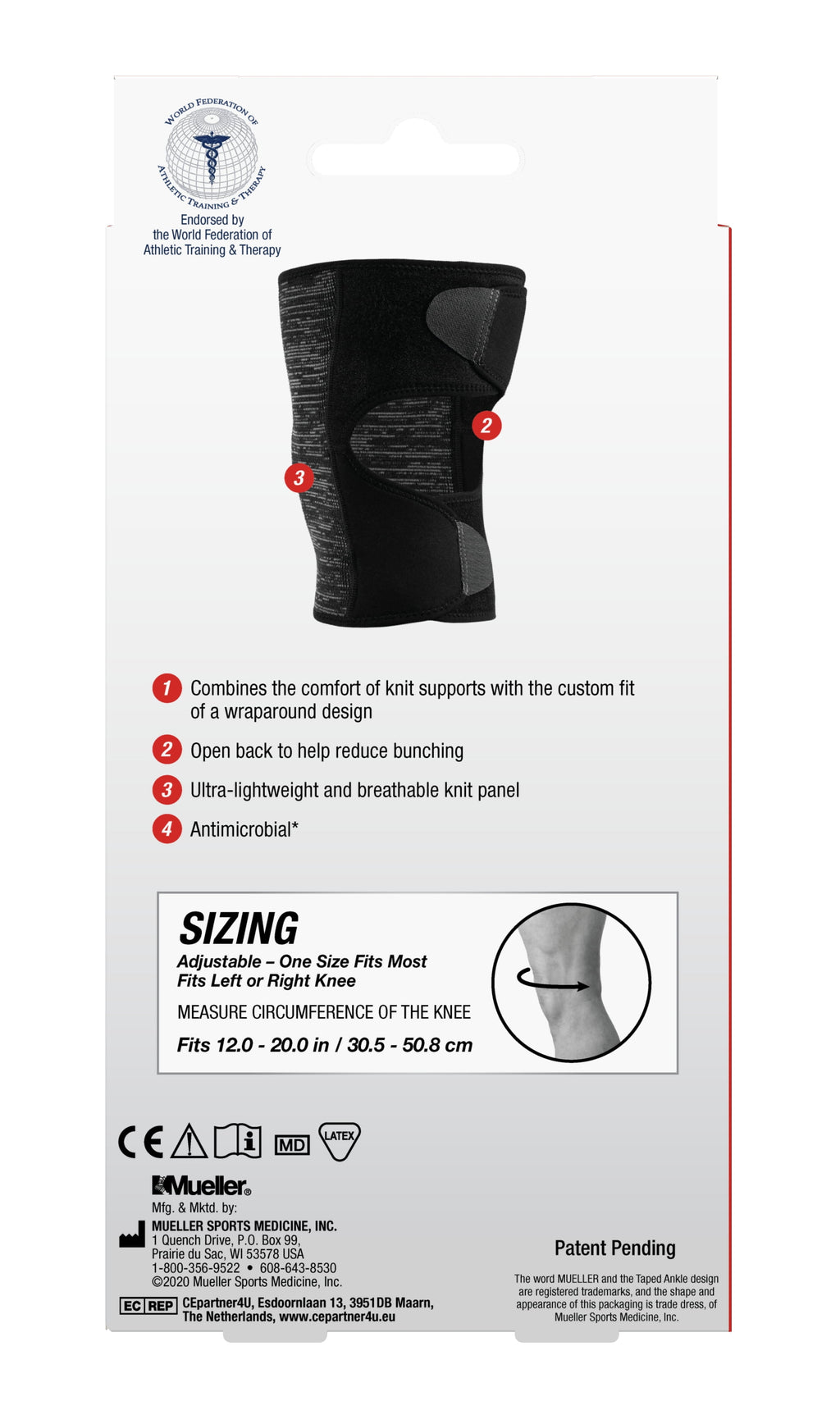 Hybrid W-Latex Knee & Leg Brace, Lightweight, Breathable, One Size