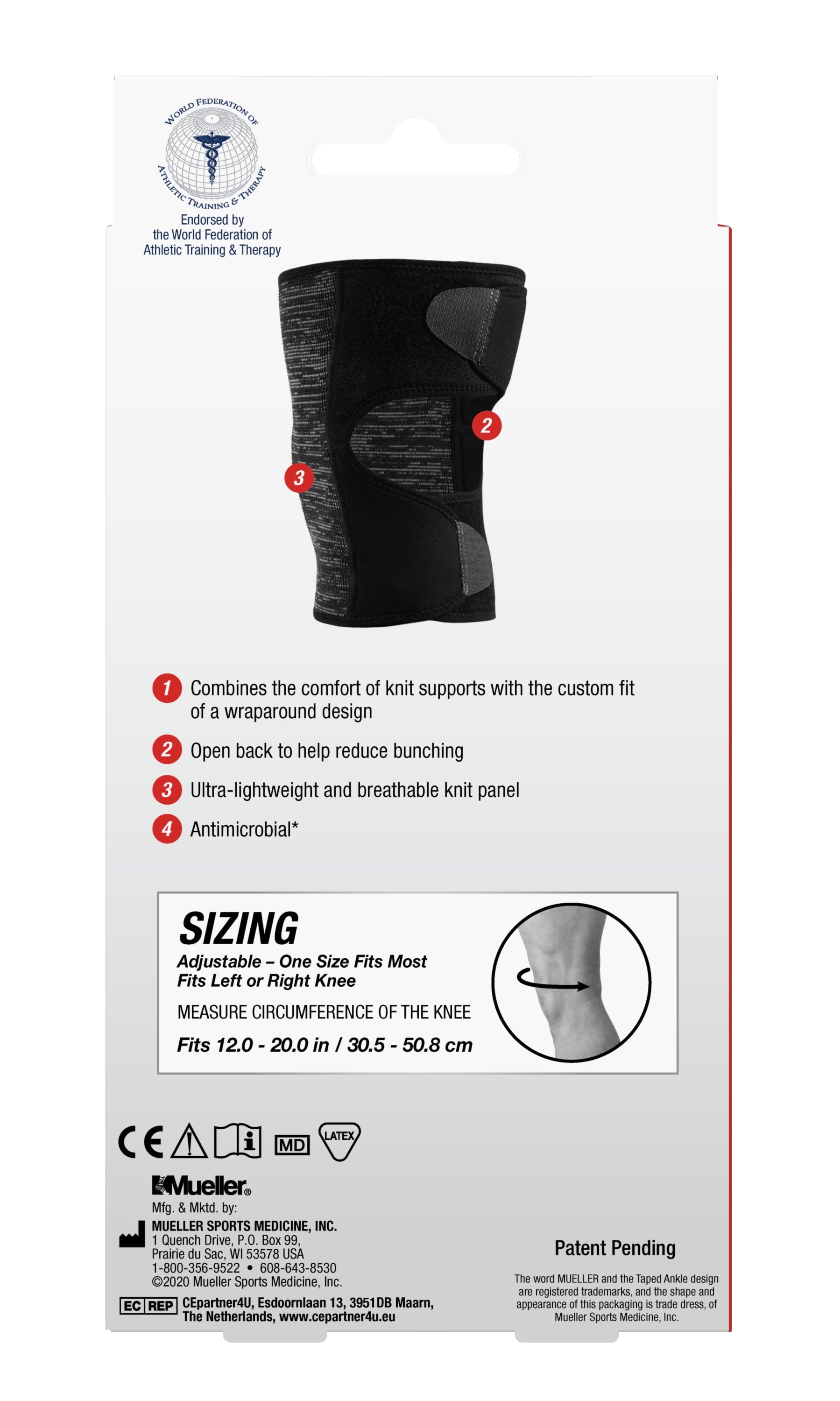 Hybrid W-Latex Knee & Leg Brace, Lightweight, Breathable, One Size